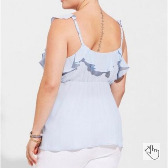 Torrid Peplum Georgette Ruffle Surplice Tank Top Blouse - Picture 3 of 5